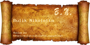 Bulik Nikoletta névjegykártya